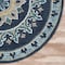 Homeroots 7 ft. Round Blue Floral Medallion Area Rug 396268 - alternate 2
